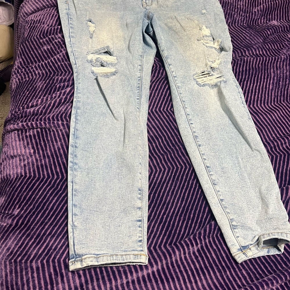 Maurices Light Blue Distressed Skinny Jeans